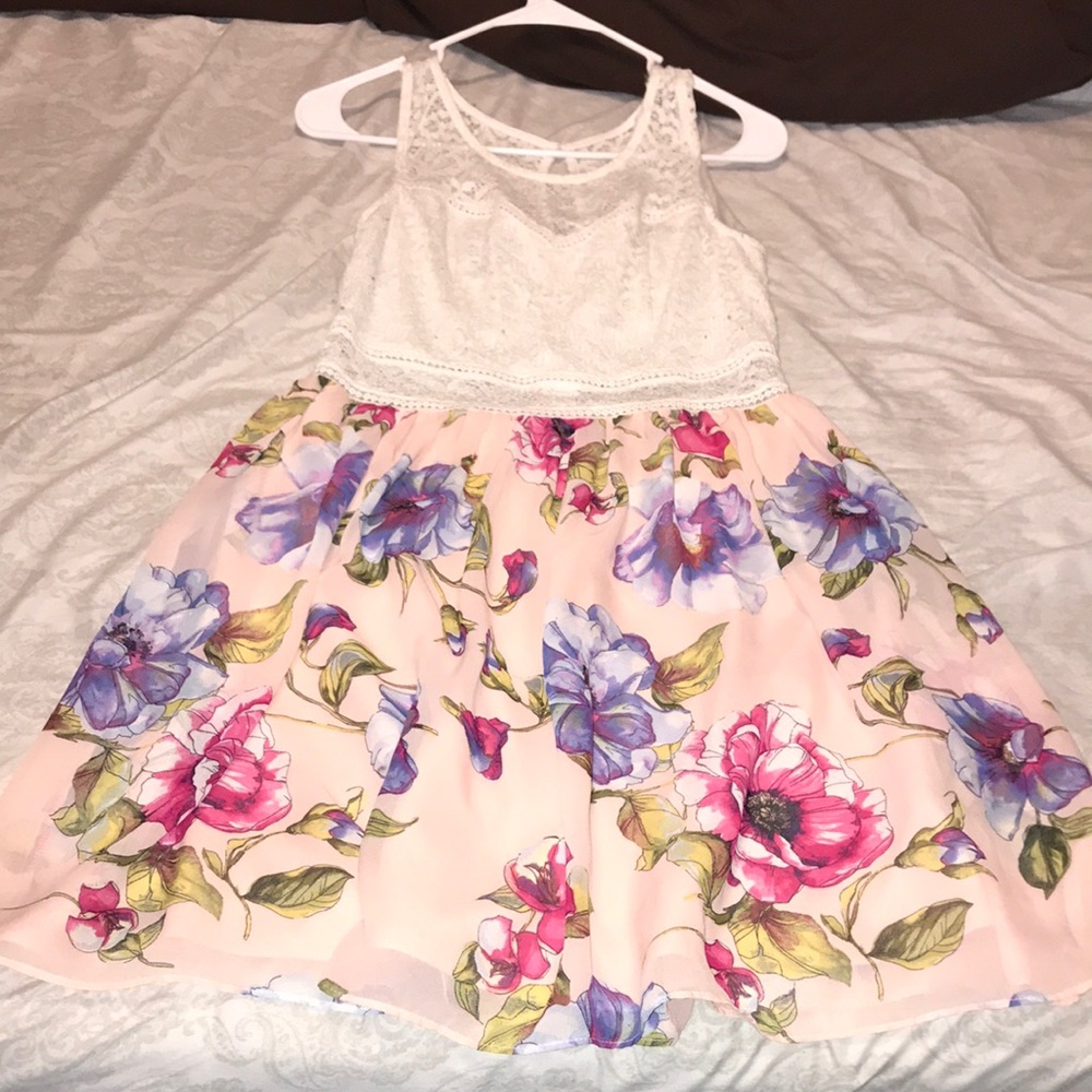 Pink and white floral dress